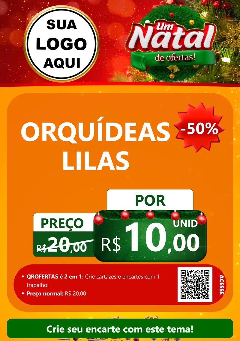 Modelo de Cartaz para Cartaz A4 Vertical com o tema Um Natal de Ofertas para Floricultura e jardim