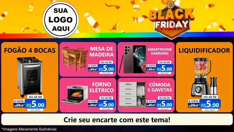 Modelo de TV para TV Horizontal com o tema Black Friday para Móveis e Eletro