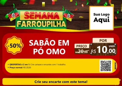 Modelo de Cartaz para Cartaz A4 Horizontal com o tema Semana Farroupilha para Produtos de Limpeza