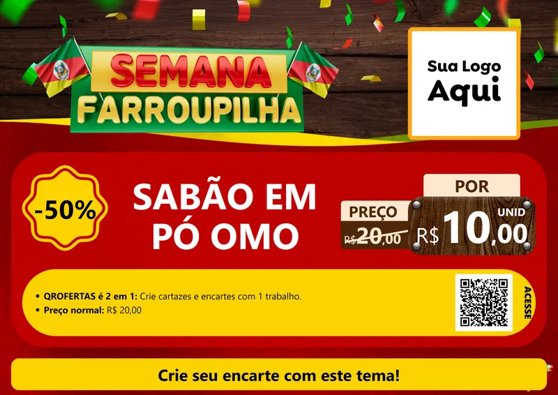 Modelo de Cartaz para Cartaz A4 Horizontal com o tema Semana Farroupilha para Produtos de Limpeza