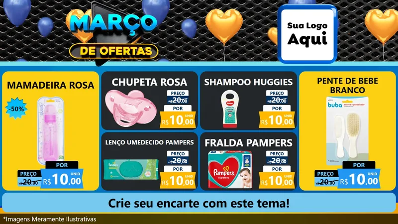 Modelo de TV para TV Horizontal com o tema Março de Ofertas para Bebês