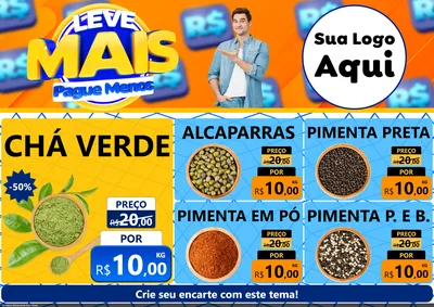Modelo de Encarte para Encarte A4 Horizontal com o tema Leve Mais, Pague Menos para Produtos Naturais