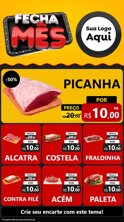 Modelo de Rede Social para Stories com o tema Fecha Mês para Açougue