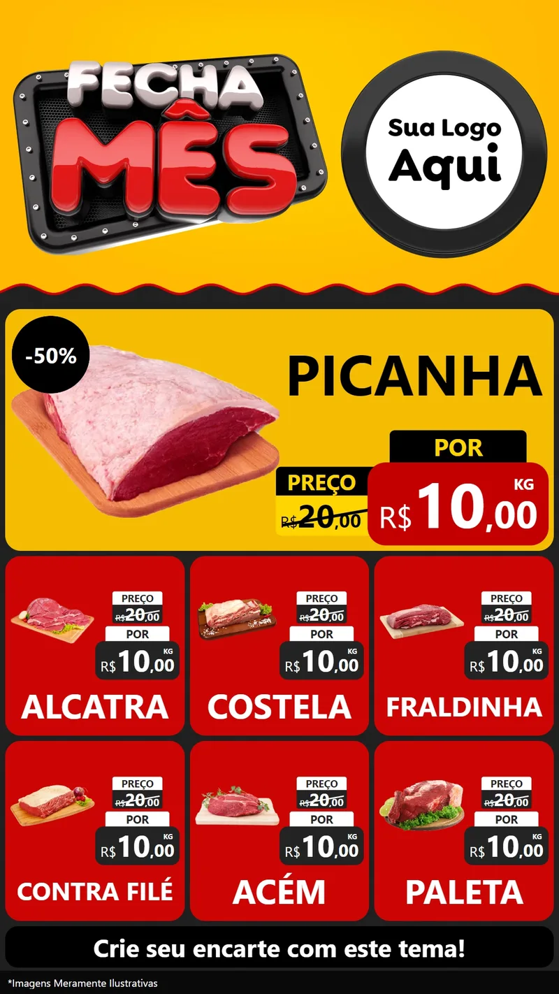 Modelo de Rede Social para Stories com o tema Fecha Mês para Açougue