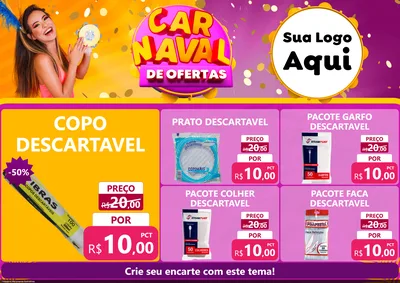 Modelo de Encarte para Encarte A4 Horizontal com o tema Carnaval de Ofertas para Embalagens