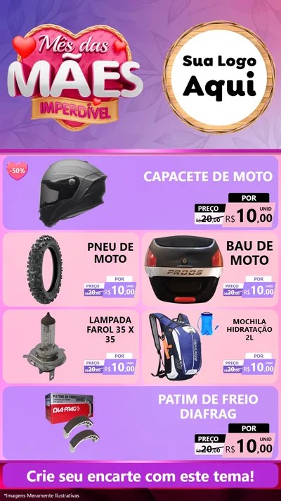 Modelo de TV para TV Vertical com o tema Mês das Mães Imperdível para Moto peças