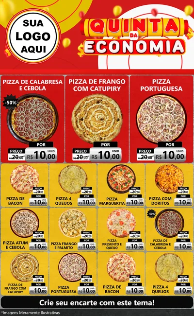 Modelo de Encarte para Encarte Grande com o tema Quinta da Economia para Pizzaria