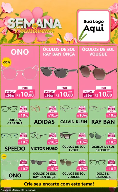 Modelo de Encarte para Encarte Grande com o tema Semana da Primavera para Óticas