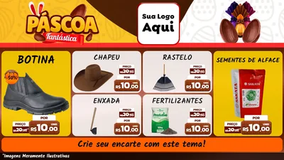 Modelo de TV para TV Horizontal com o tema Páscoa Fantástica para Agropecuária