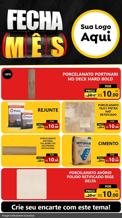 Modelo de TV para TV Vertical com o tema Fecha Mês para Pisos e revestimentos