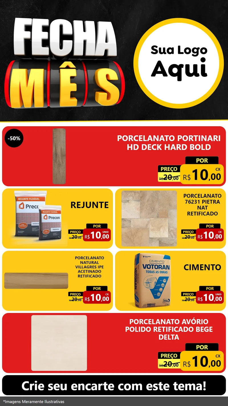 Modelo de TV para TV Vertical com o tema Fecha Mês para Pisos e revestimentos
