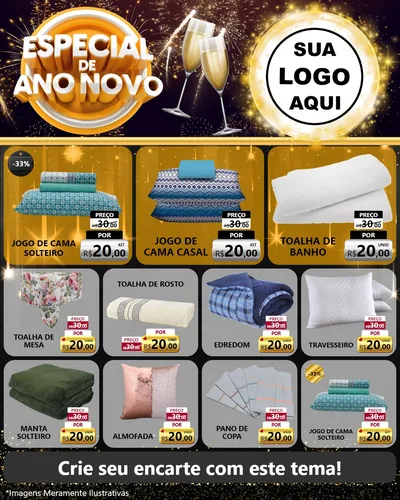 Modelo de Rede Social para Feed Instagram com o tema Especial de Ano Novo para Cama, Mesa e Banho
