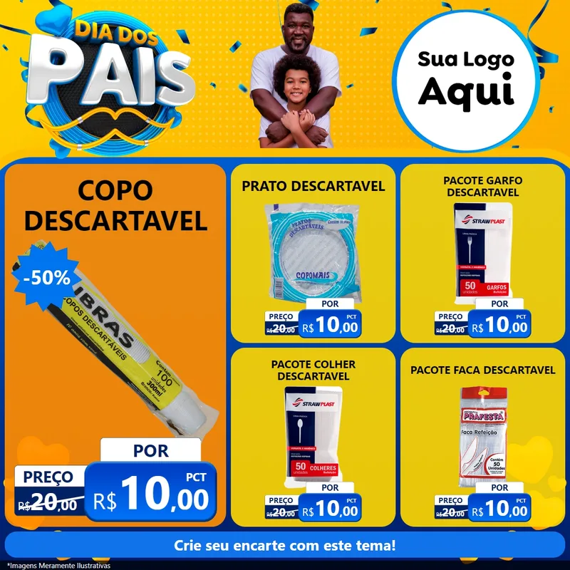 Modelo de Rede Social para Feed Facebook com o tema Dia dos Pais para Embalagens