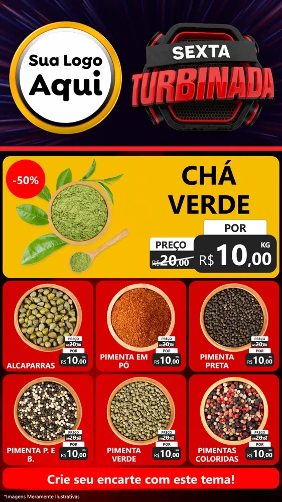 Modelo de Rede Social para Stories com o tema Sexta Turbinada para Produtos Naturais