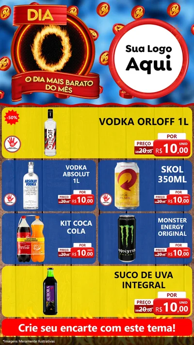 Modelo de TV para TV Vertical com o tema Dia O - O Dia Mais Barato Do Mês para Distribuidora de bebidas