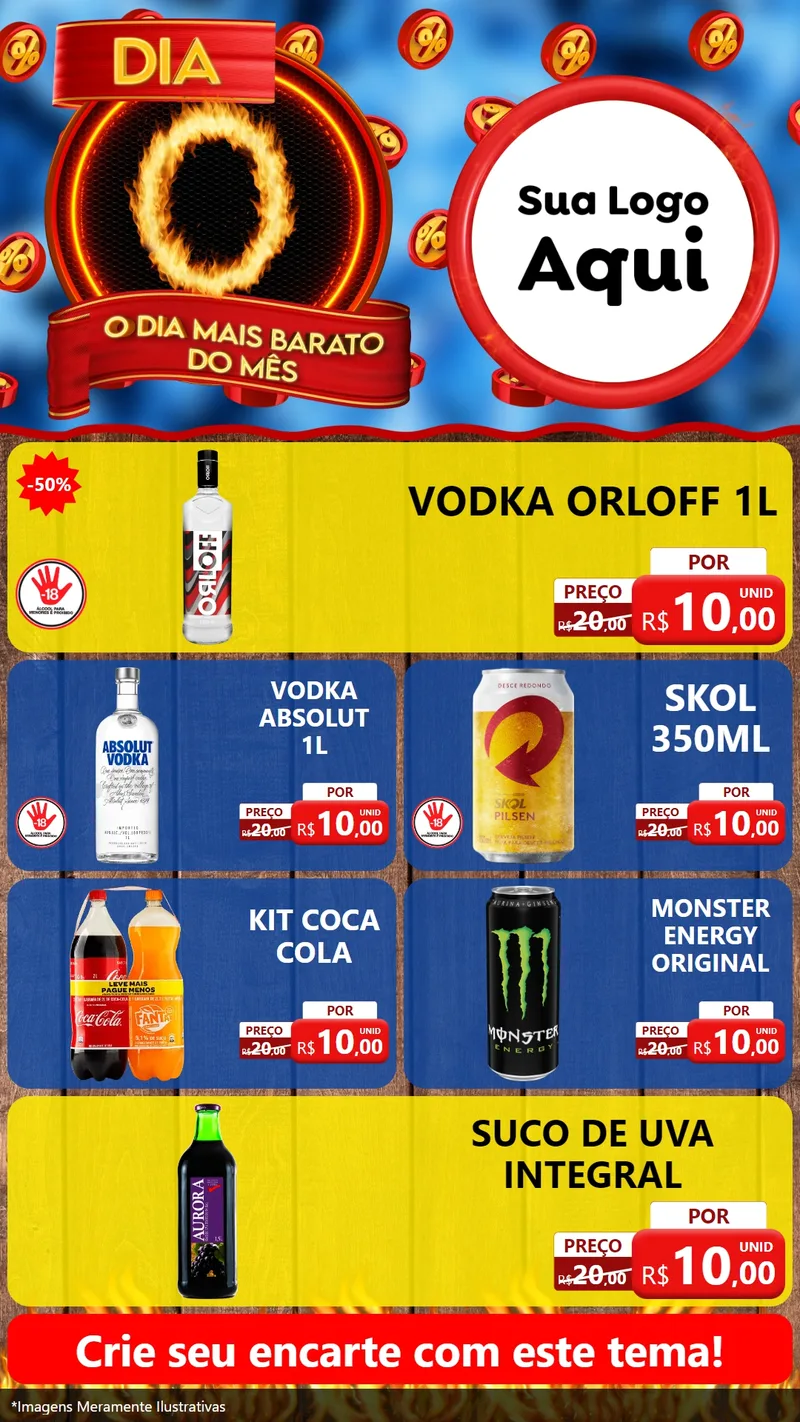 Modelo de TV para TV Vertical com o tema Dia O - O Dia Mais Barato Do Mês para Distribuidora de bebidas