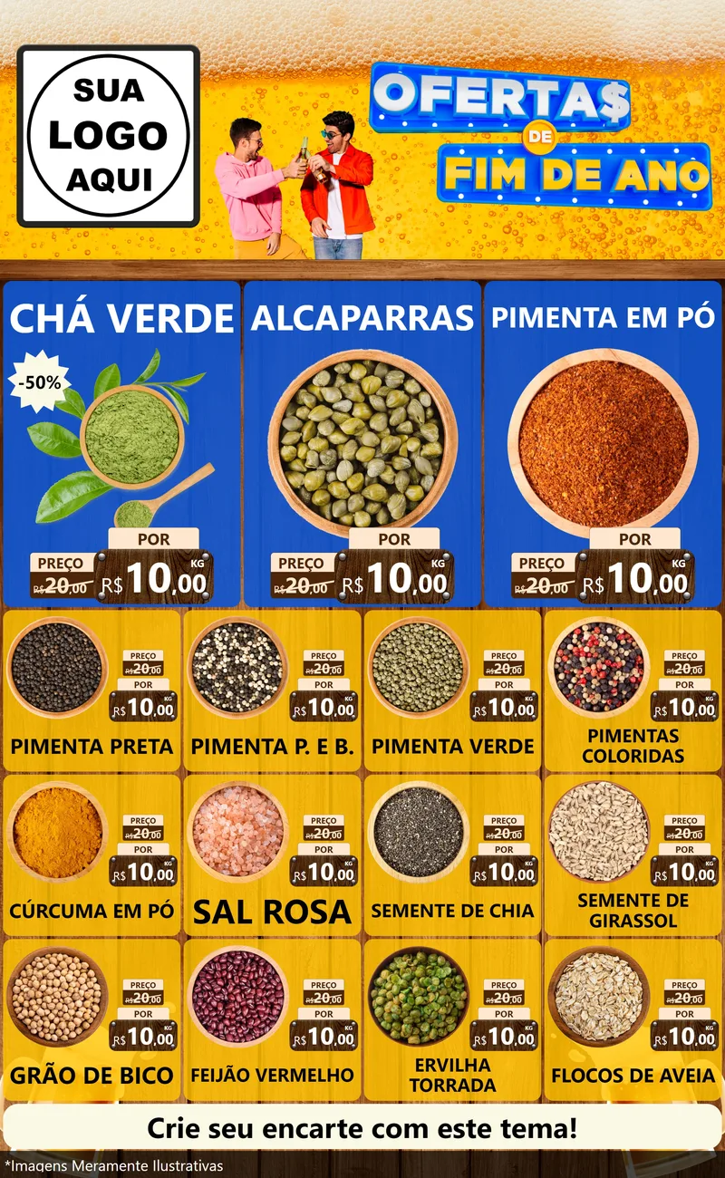 Modelo de Encarte para Encarte Grande com o tema Ofertas de Fim de Ano para Produtos Naturais