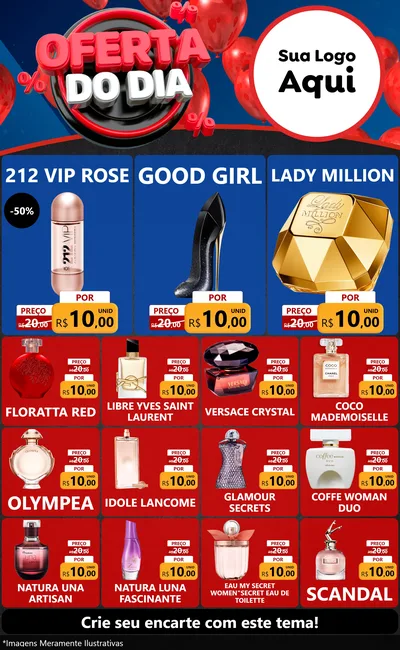 Modelo de Encarte para Encarte Grande com o tema Oferta do Dia para Perfumes