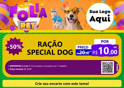 Modelo de Cartaz para Cartaz A4 Horizontal com o tema Folia Pet para Pet Shop