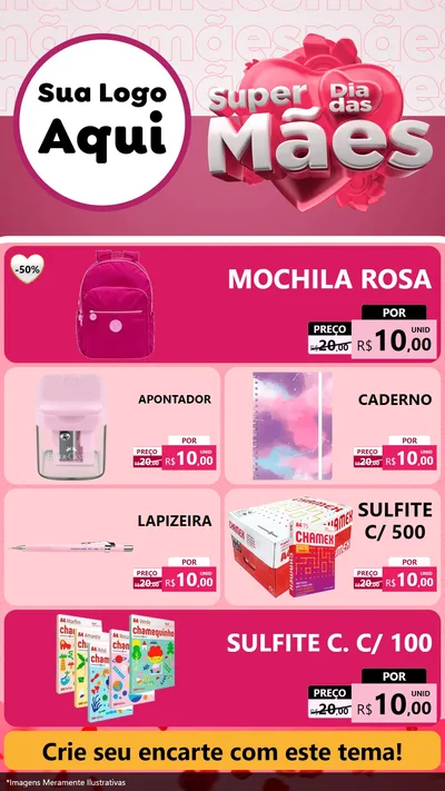 Modelo de TV para TV Vertical com o tema Super Dia Das Mães para Papelaria