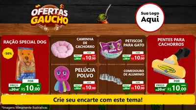 Modelo de TV para TV Horizontal com o tema Ofertas Dia do Gaúcho para Pet Shop