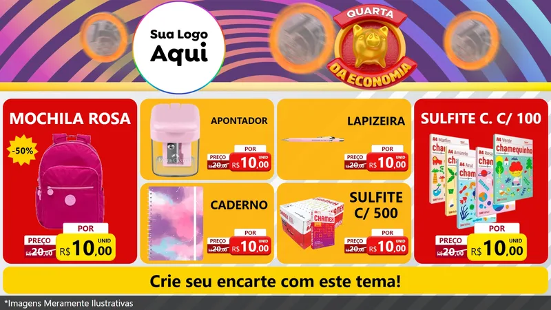 Modelo de TV para TV Horizontal com o tema Quarta da Economia para Papelaria