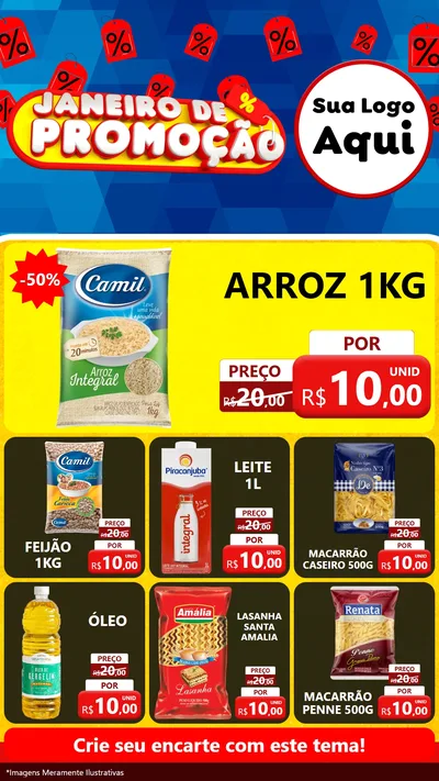 Modelo de Rede Social para Stories com o tema Janeiro de Promoção para Supermercado