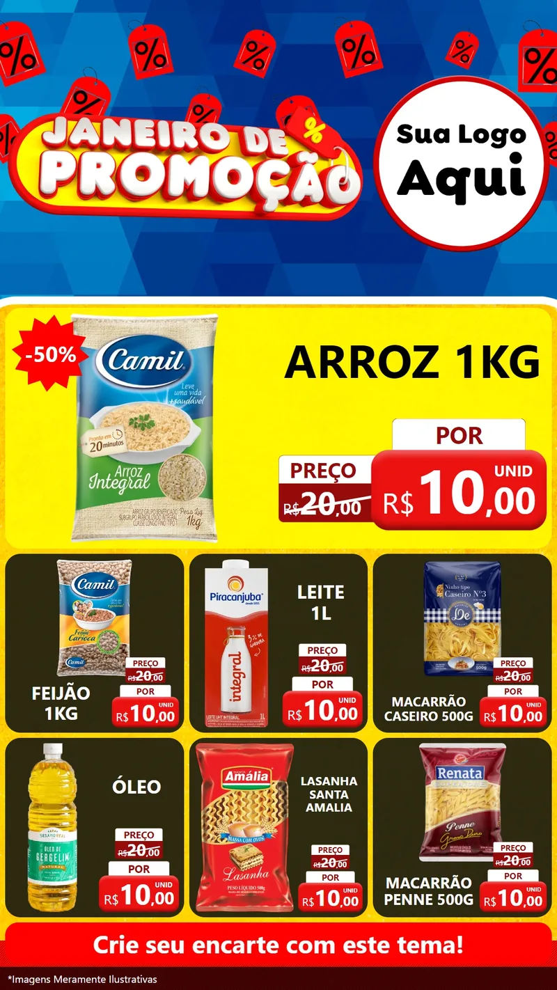 Modelo de Rede Social para Stories com o tema Janeiro de Promoção para Supermercado