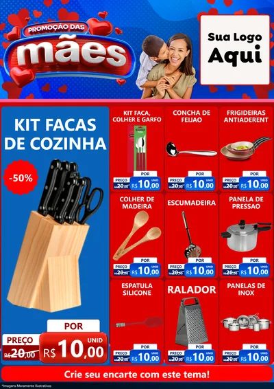 Modelo de Encarte para Encarte A4 Vertical com o tema Promoção das Mães para Utilidades Domésticas