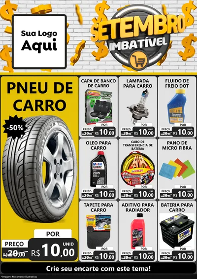 Modelo de Encarte para Encarte A4 Vertical com o tema Setembro Imbatível para Auto peças