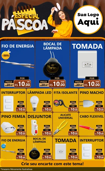 Modelo de Encarte para Encarte Grande com o tema Especial Páscoa para Materiais Elétricos