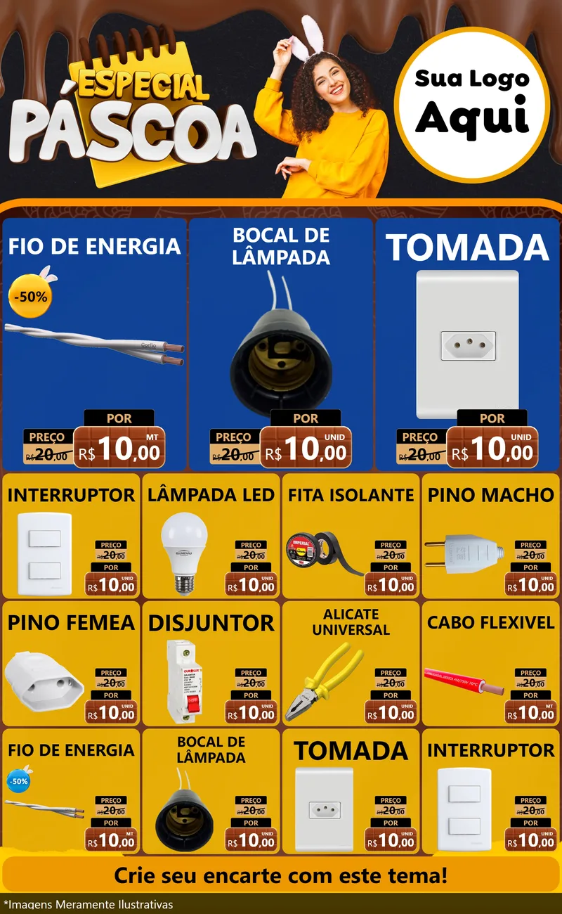Modelo de Encarte para Encarte Grande com o tema Especial Páscoa para Materiais Elétricos