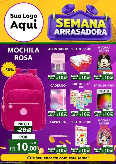 Modelo de Encarte para Encarte A4 Vertical com o tema Semana Arrasadora para Papelaria