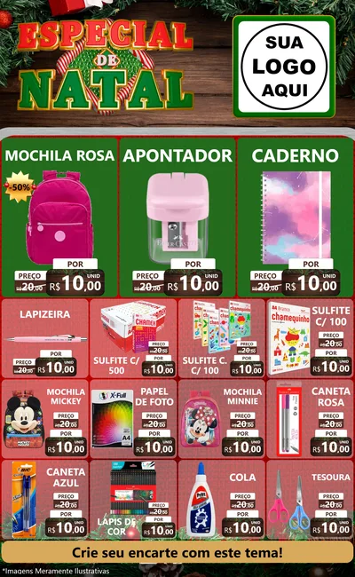 Modelo de Encarte para Encarte Grande com o tema Especial de Natal para Papelaria