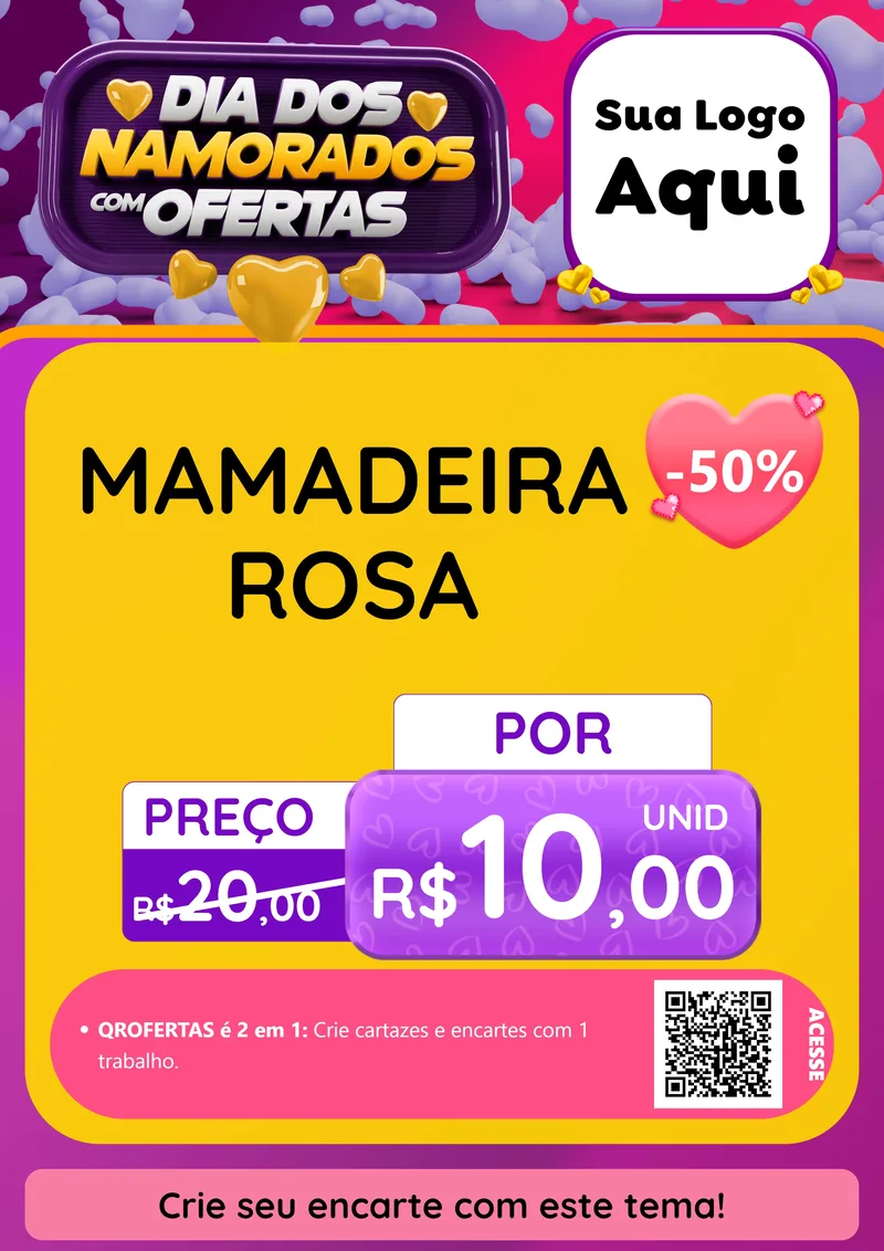 Modelo de Cartaz para Cartaz A4 Vertical com o tema Dia Dos Namorados Com Ofertas para Bebês