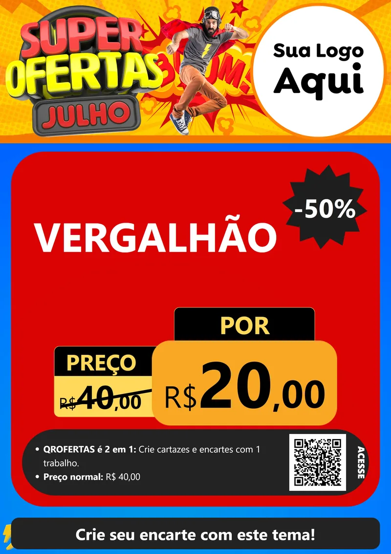 Modelo de Cartaz para Cartaz A4 Vertical com o tema Super Ofertas Julho para Ferragens