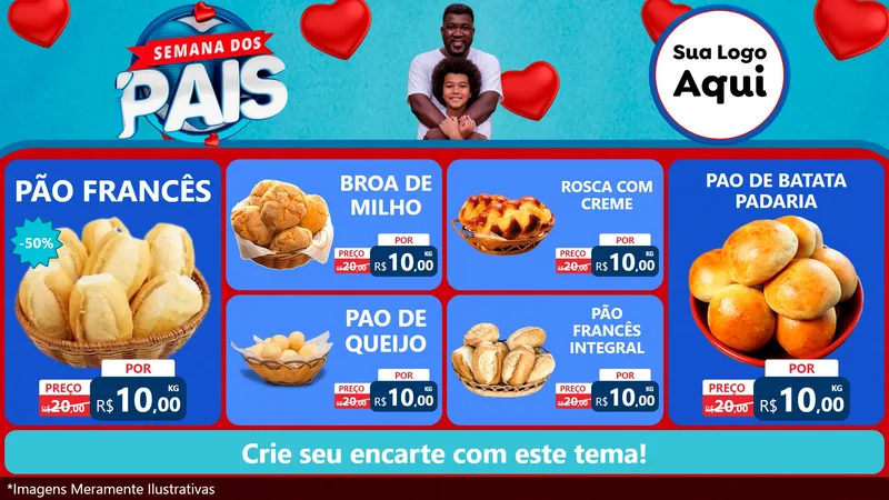 Modelo de TV para TV Horizontal com o tema Semana Dos Pais para Padaria
