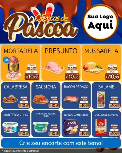 Modelo de Rede Social para Feed Instagram com o tema Ofertas de Páscoa para Frios e Laticínios
