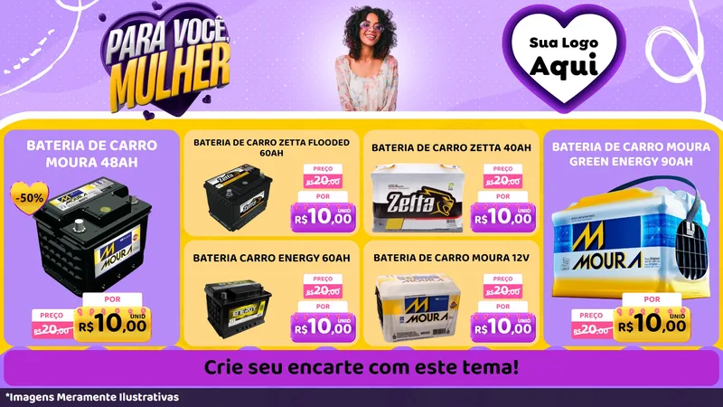 Modelo de TV para TV Horizontal com o tema Para Você, Mulher para Baterias Elétricas