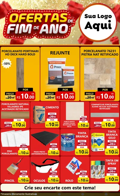 Modelo de Encarte para Encarte Grande com o tema Ofertas de Fim de Ano para Pisos e revestimentos