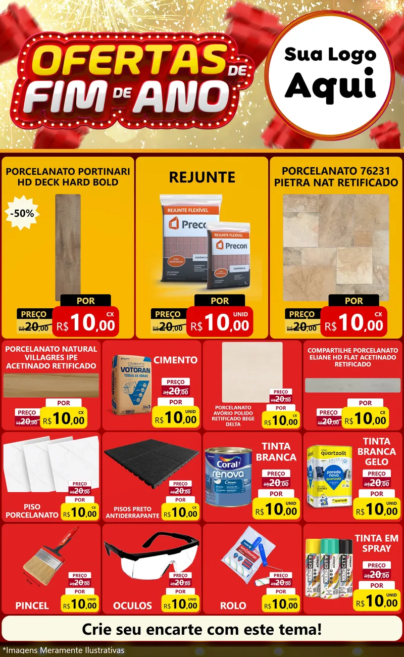 Modelo de Encarte para Encarte Grande com o tema Ofertas de Fim de Ano para Pisos e revestimentos