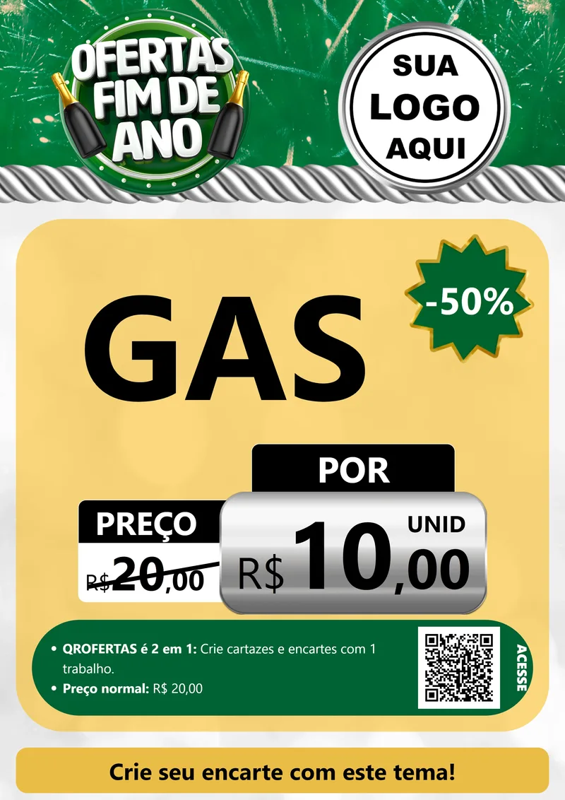 Modelo de Cartaz para Cartaz A4 Vertical com o tema Ofertas Fim de Ano para Água e gás