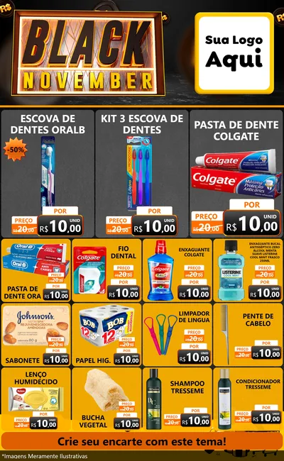 Modelo de Encarte para Encarte Grande com o tema Black November para Higiene Pessoal