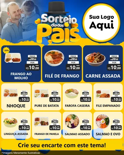 Modelo de Rede Social para Feed Instagram com o tema Sorteio Dia Dos Pais para Restaurante