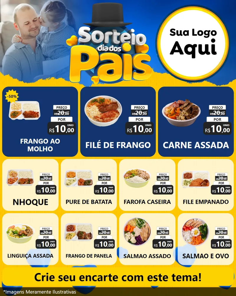 Modelo de Rede Social para Feed Instagram com o tema Sorteio Dia Dos Pais para Restaurante