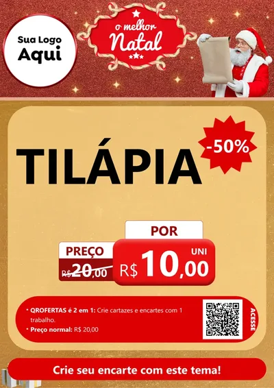 Modelo de Cartaz para Cartaz A4 Vertical com o tema O Melhor Natal para Peixaria