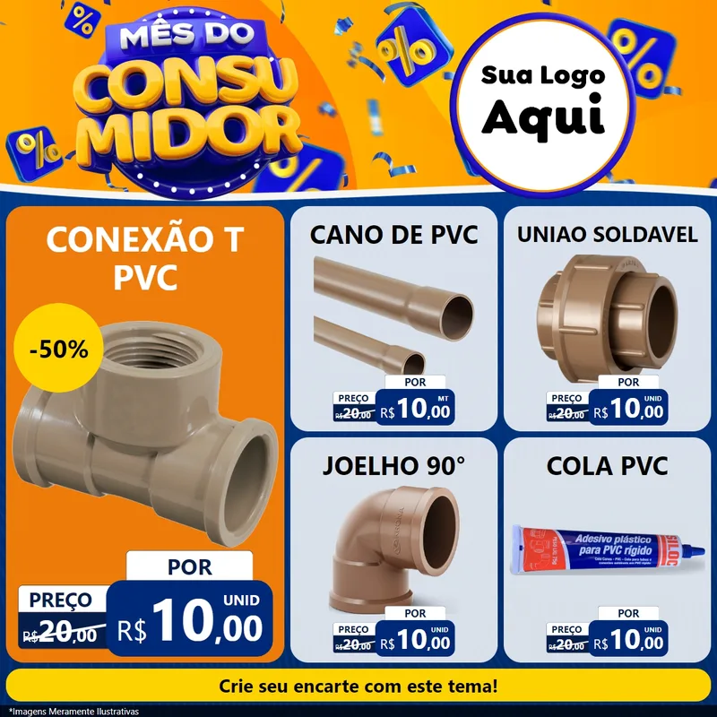 Modelo de Rede Social para Feed Facebook com o tema Mês do Consumidor para Tubos e conexões