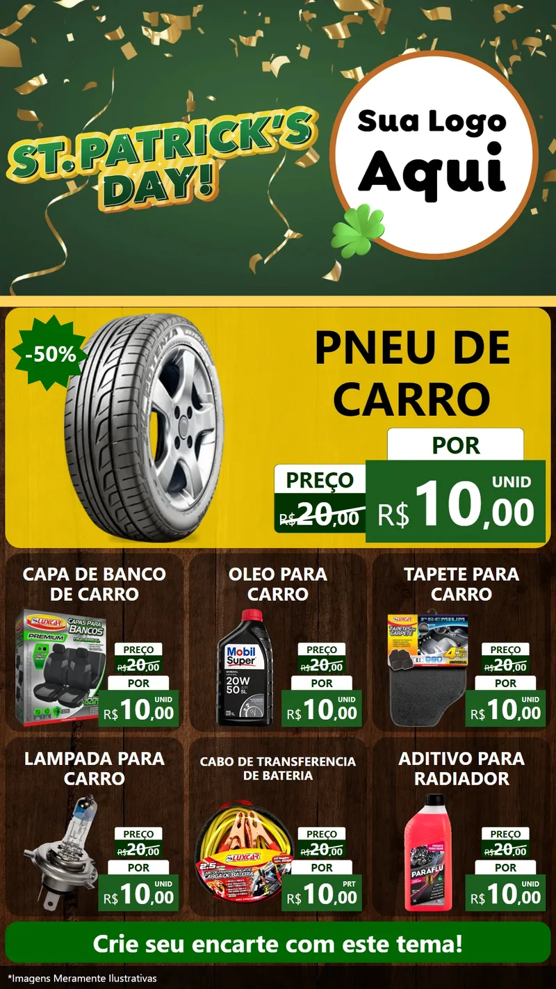 Modelo de Rede Social para Stories com o tema St Patriks Day para Auto peças