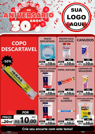 Modelo de Encarte para Encarte A4 Vertical com o tema Promoção de Aniversário - 30 Anos para Embalagens