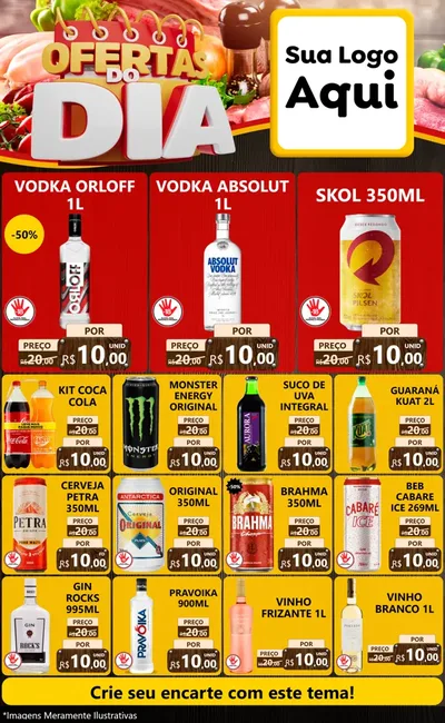 Modelo de Encarte para Encarte Grande com o tema Ofertas do Dia para Distribuidora de bebidas